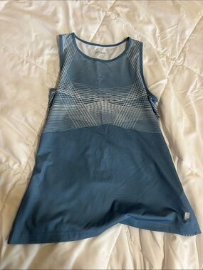 Prince Blue Racerback Tank with White Stripe Overlay
